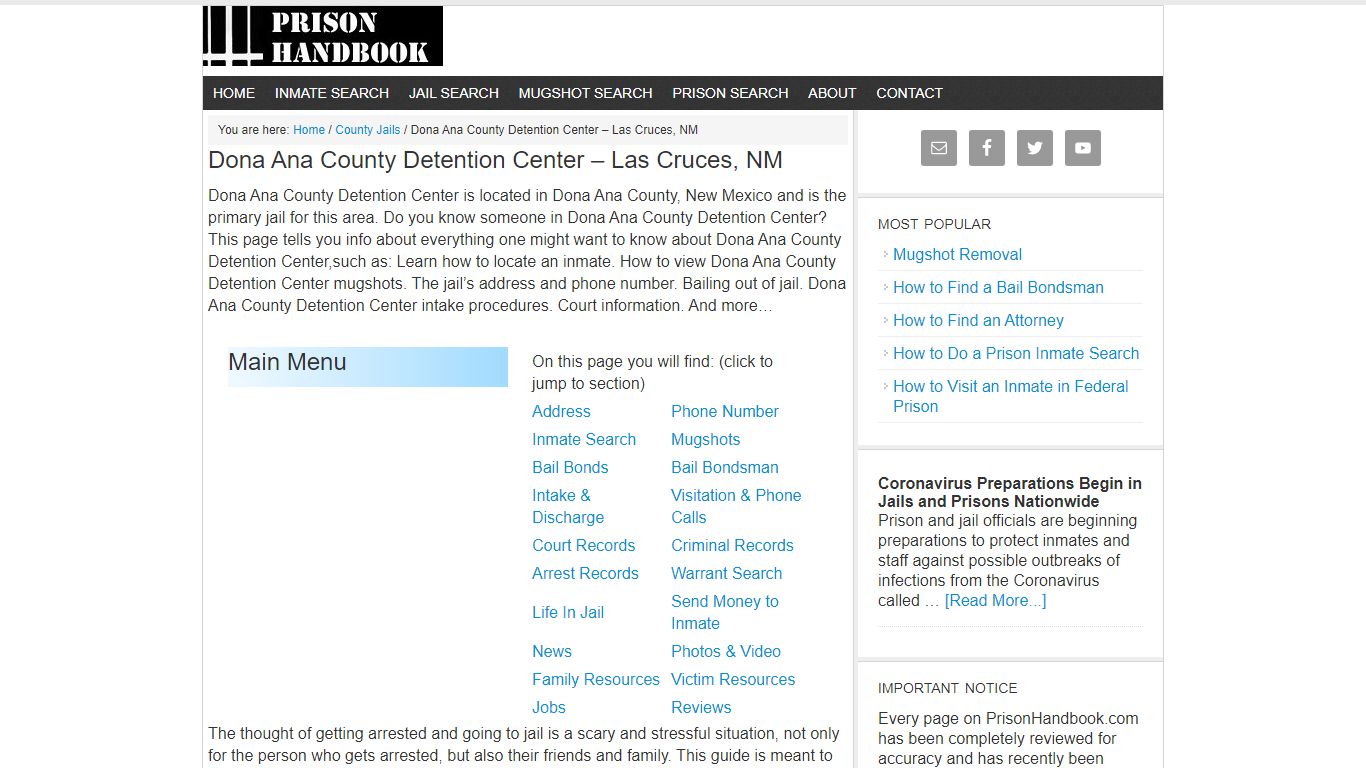 Dona Ana County Detention Center – Las Cruces, NM - Prison Handbook